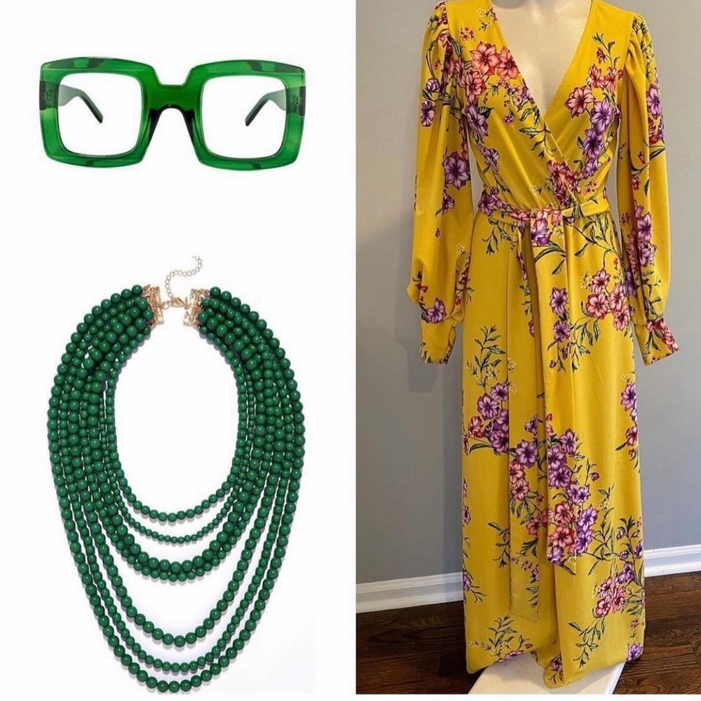 KAREN -T  DESIGN YELLOW FLORAL WIDE LEG JUMPSUIT/ PRELOVED/ SIZE SMALL